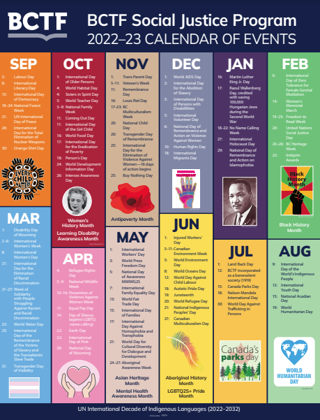 2022-23 Social Justice Calendar Poster