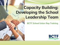 Capacity Building Developing the School Leadership Team