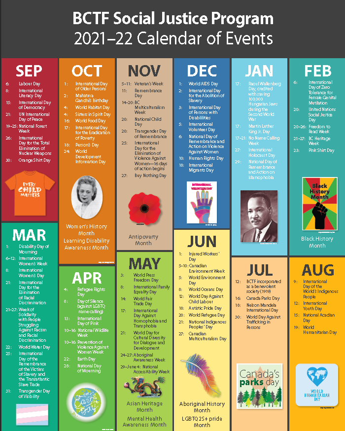 2021-22 Social Justice Calendar Poster